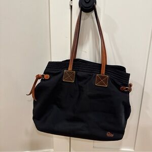 Dooney and Bourke black tote bag, Victoria nylon and leather large bag